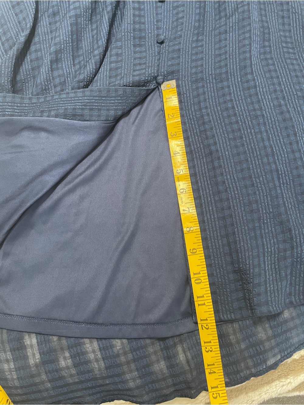 LC Lauren Conrad Navy Blue Midi Button-Front Dress - Picture 8 of 8